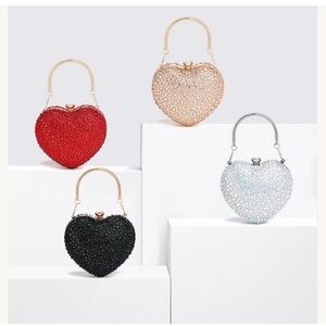 Ramla Iridescent Hand Made Heart Shaped Beaded Clutch/Shoulder Bag NEW